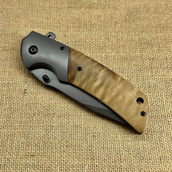 Personalized Pocket Knife Spring Assisted Wood Handle Folding Knife Gentlemen's Pocket Knife Knives fo Men Gift For Fathers Day