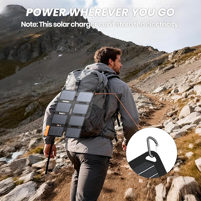 FlexSolar 25W Ultra-Portable Solar Panel Charger with Quick Charge USB-A &amp USB-C Ports Ultra-Lightweight for Outdoor Emergency Power Backpacking Hiking and Camping