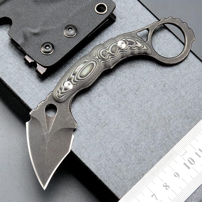 C1107 Fixed Blade Knife D2 Blade G10 Handle Claw Knife for Outdoor Camping Survival EDC Tool Fixed Knives with Kydex Sheath (Green)