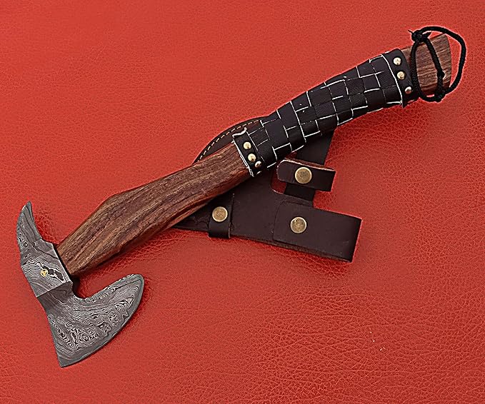Smart &amp Sharp Hand Forge Custom Made Hatchet Axe Hand Made Damascus Steel Blade/Best Gift/Gift for him SS-17347(Rose Wood) (Rose Wood) (Rose Wood)