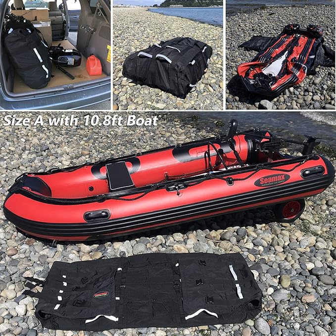 Seamax Foldable Inflatable Boat (Hull) Storage and Carrying Bag with Sunlitec Fabric Reflective Handles