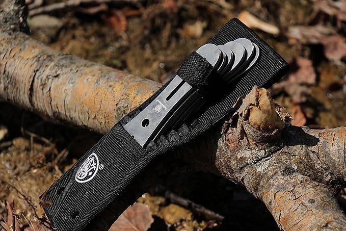 Smith &amp Wesson Bullseye Throwing Products with Full Tang Stainless Steel Design and Protective Nylon Sheaths for Recreation and Competition