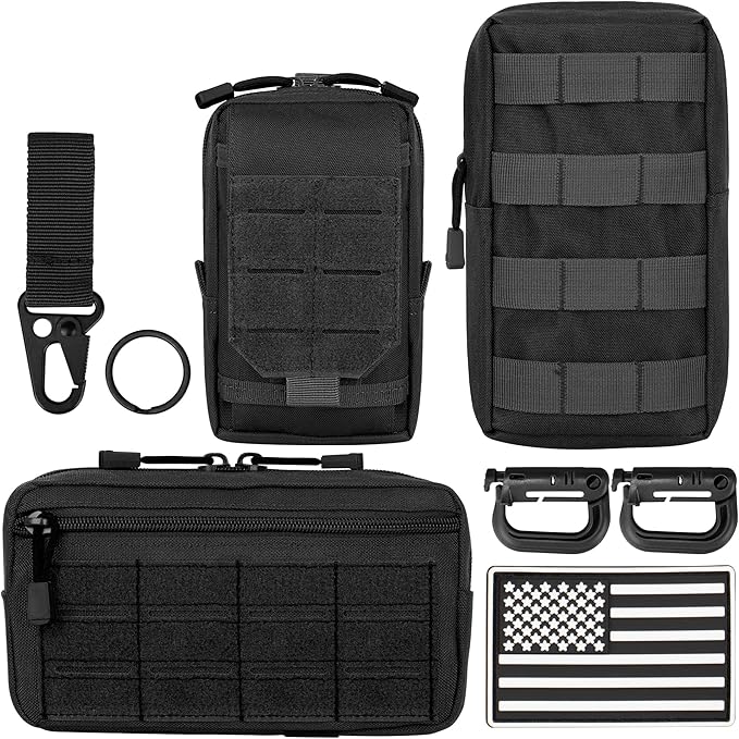Tactical MOLLE Utility Pouch Kit – EDC Accessories Bag with Phone Holder Water Bottle Pouch Medical First Aid Pouch for Outdoor Hiking Camping and Duty Use