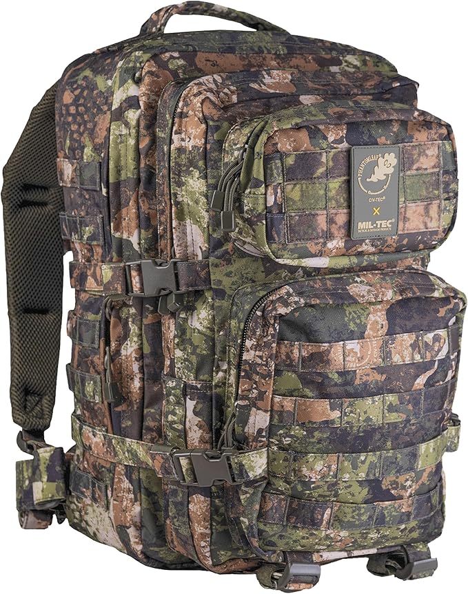Mil-Tec Unisex Assault Pack - Rugged Durable Lightweight Ergonomic Versatile Tactical Outdoor Camping Hiking Backpack with Adjustable Padded Shoulder Straps &amp MOLLE Loops Phantomleaf WASP I Z3A