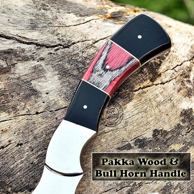 Handmade Stainless Steel Camping Hatchet Axe Hunting Knife 10.50 Full Tang Small Axe Camp Hatchet with Leather Sheath Survival Hatchet Tomahawk Axe for Outdoor Bushcraft Hiking KKH-42