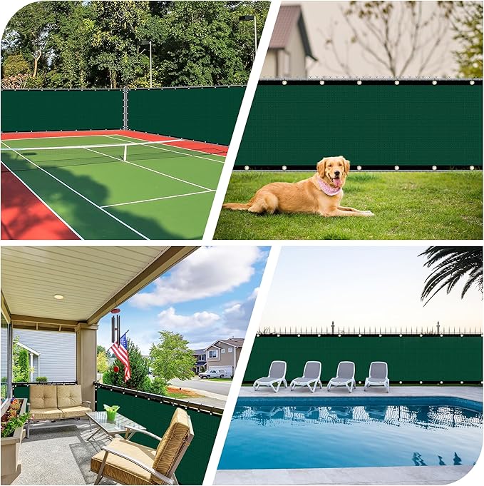 iCover 4x50ft Privacy Screen Fence Outdoor Fencing Panels Garden Windscreen Mesh Shade Sail Net Barrier Include Reinforced Bindings and Brass Grommets Cable Zip Ties Green