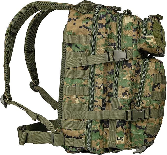 Mil-Tec Unisex Assault Pack - Rugged Durable Lightweight Ergonomic Versatile Tactical Outdoor Camping Hiking Backpack with Adjustable Padded Shoulder Straps &amp MOLLE Loops Digital Woodland Camo 3