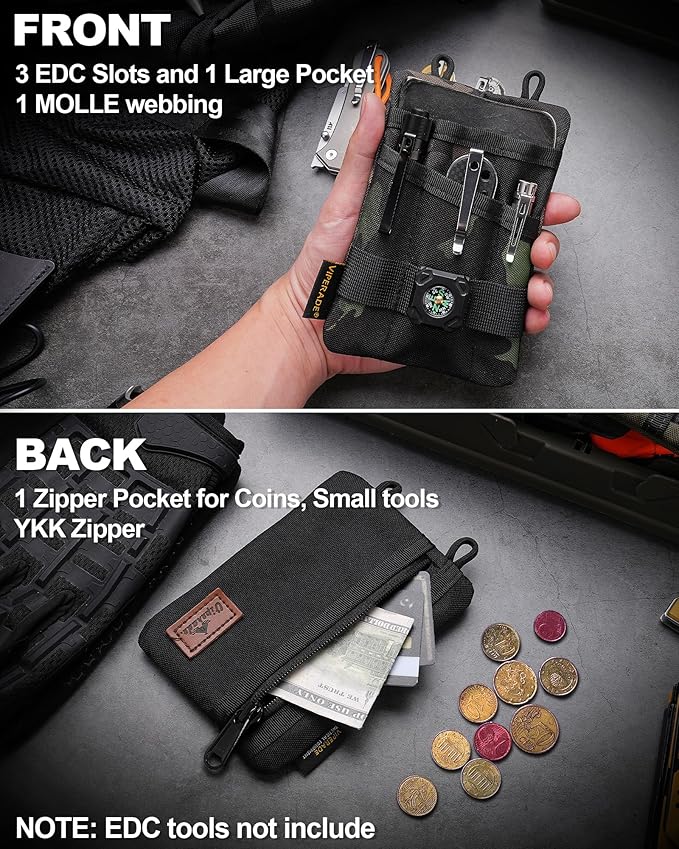 VIPERADE VE1 Pocket Organizer EDC Pouch for Men EDC Organizer Storage EDC Gears Multitool Pocket Pouch Hold Your Flashlight/Pocket Knife Pen Notebook