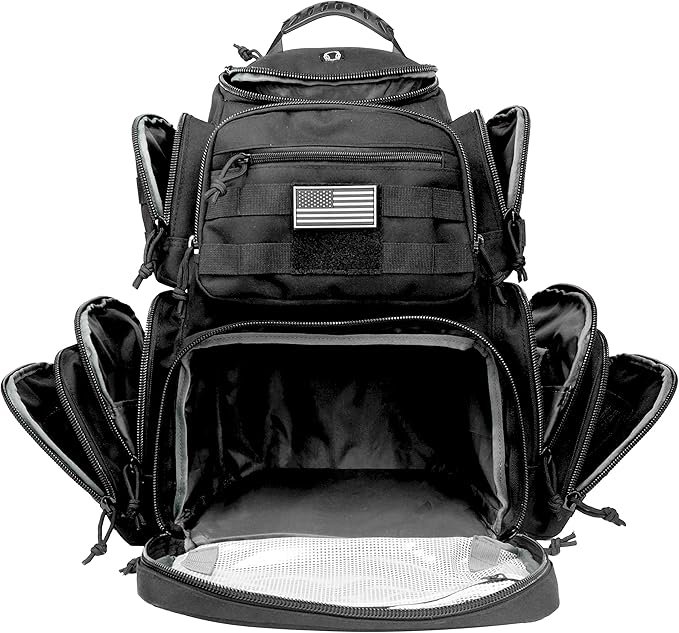 Tactical Shooting Range Backpack for Pistols HandgunsHeavy Duty Quality Gun Carrier Range Bag