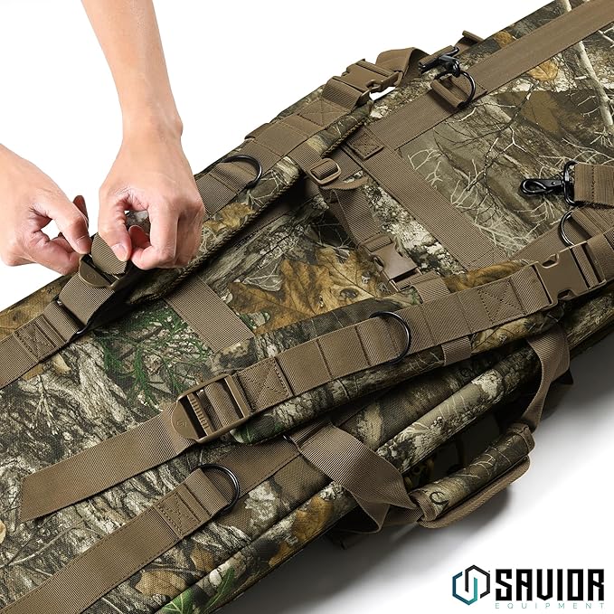 Savior Equipment American Classic Tactical Double Long Gun Bag Pistol Transportation Case w/Backpack Strap Lockable Compartment Available Length in 32 36 42 46 51 55