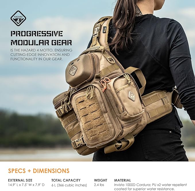 Freelance(TM) photo and drone tactical sling-pack by Hazard 4(R) - Coyote  7.5 x 7.9 x 14.9