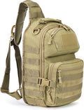 AMHEH 15L 1050D Tactical Sling Bag - Everyday Carry Crossbody Backpack with MOLLE and Concealed Back Pocket Fits 12 Laptop Tan
