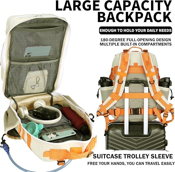 Military Tactical Backpack 45L/25L 3 Day Assault Pack Molle Daypack Hiking Backpack for Men and Women (Beige-Yellow 45L)
