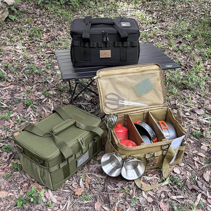 Tactical Camping Storage Bag 18L Tactical Utility Tote Bag Camping Cookware Organizer Trunk Organizer (Black)