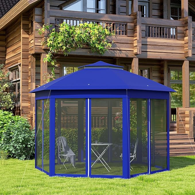 13'x13' Efficient Pop Up Canopy Tent Including 6 Zippered Mesh Screens All-Season Function Sun Protection Guaranteed Durable Build Easy Handling