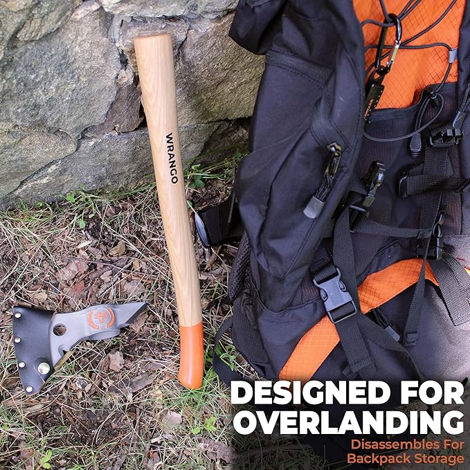 Wrango Tools - Titanium Tomahawk Axe - 45% Lighter Industrial Strength Titanium - Precision Triple-Honed Edge - 18in &amp 11.5in Hickory Handles - 5% Donated to Help Farmers