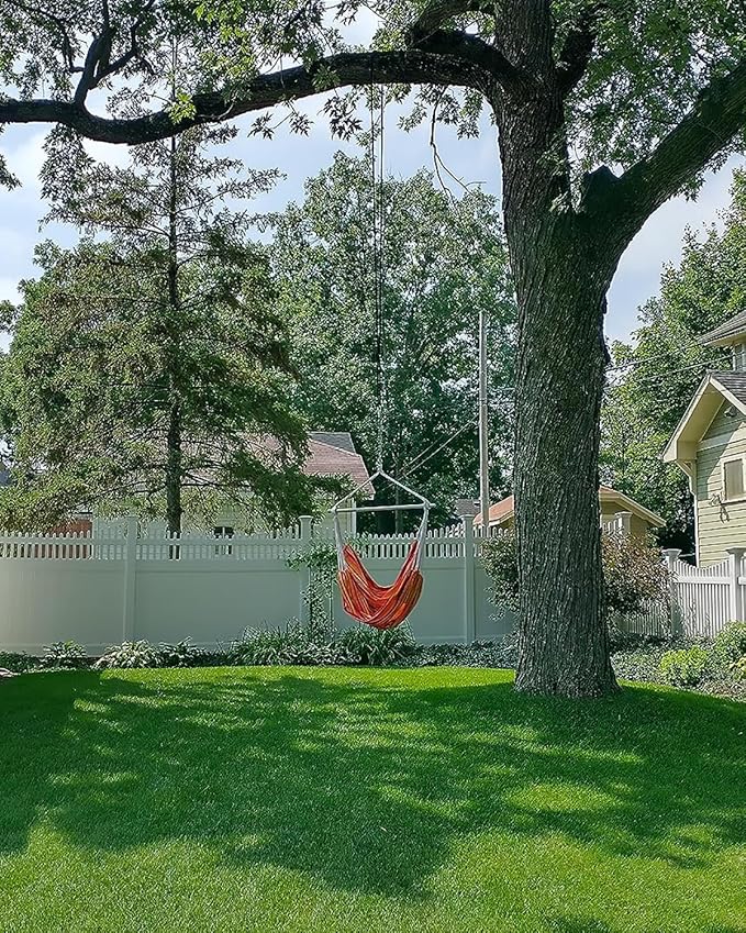ADVOKAIR Hammock Chair Swing Heavy-Duty Hanging Rope Swing Seat Supports 500 Lbs Ideal for Outdoor Patio Backyard Porch Deck &amp Indoor Bedroom Use