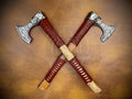 SHINY CRAFTS® Handcrafted Viking Axe – Engraved Nordic Blade with Wooden Handle Unique Gift for Men Collectors Cosplay and Medieval Decor (Brown-VBA-17)