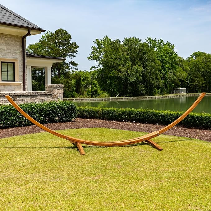 Hatteras Hammocks Canyon Brown 4-Ply Cypress Roman Arc 15 ft. Hammock Stand Southern Cypress Wood Rust Resistant Hardware Handcrafted in The Carolinas 450 Pound Weight Capacity