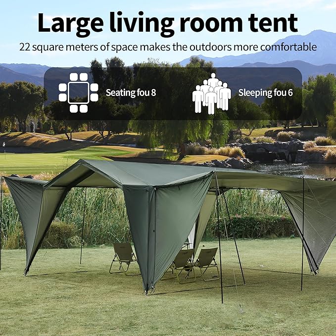 DanCoom 16.4x11.5 Ft Screen House Tent Large Gazebo Screen Tent Mesh Canopy Shelter with Waterproof &amp Sunshade Roof Easy Setup for Camping Backyard Beach