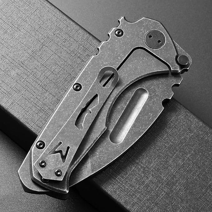 Ccanku C1137 Folding Knife D2 Steel Blade Steel Handle EDC Tool Knife for Outdoor Camping Hiking Fishing (Steel)
