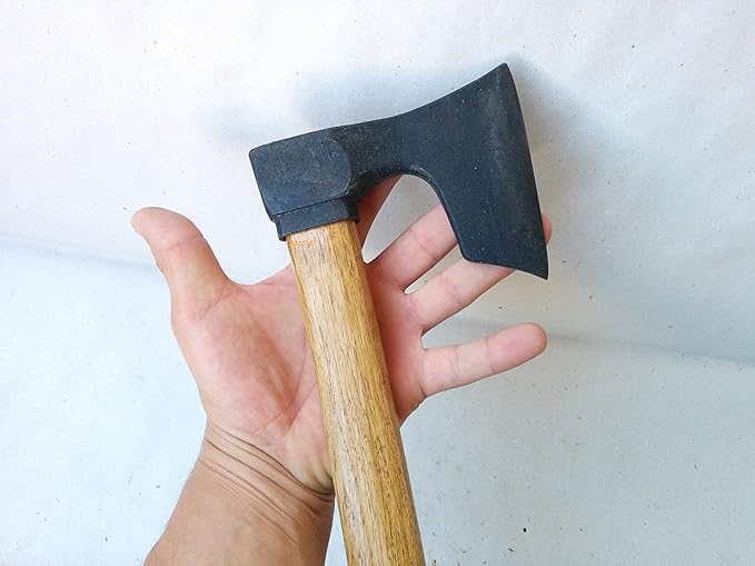 Viking Bearded Axe/Hatchet 14 inches 580 gr Black Alloy Steel Wood Handle Compact Size Great for Camping or Backpacking
