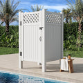 EROMMY 80.75H x 45.75W x 45.75L White PVC Outdoor Shower Enclosure with Door Weatherproof Privacy Stall for Pool &amp Beach Durable Vinyl Construction(Grid-panel)