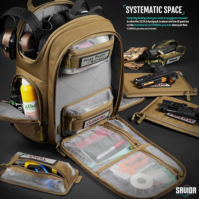 Savior Equipment SEMA Compact Tactical Range Pistol Backpack w/ 3 Gun Rug Sleeve