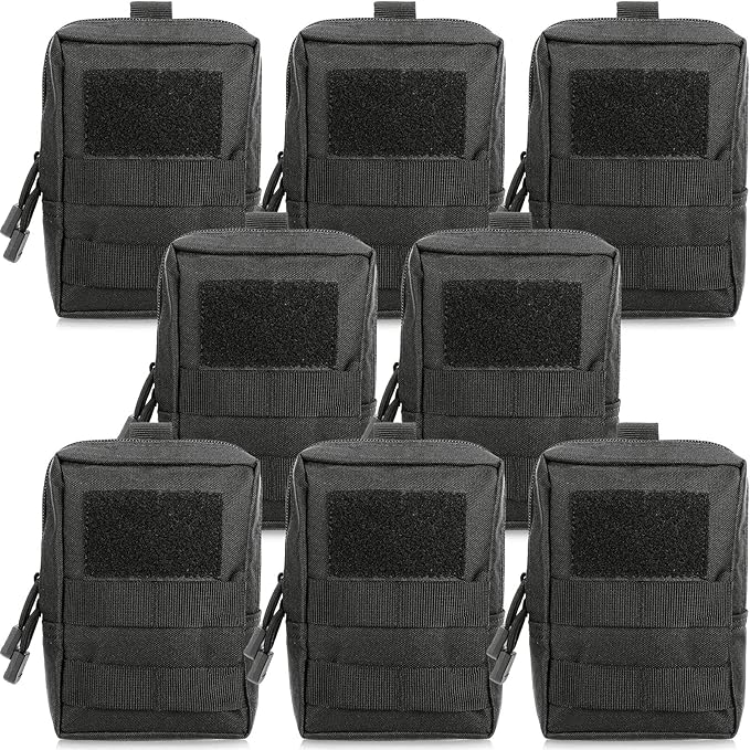 Cunno 8 Pcs Molle Pouches Tactical Molle Pouch Vest Pouch Cell Phone Belt Pouch Waterproof Waist Bag Pack Utility EDC Pouch Bag Compact Accessories Gadget Pocket Organizer