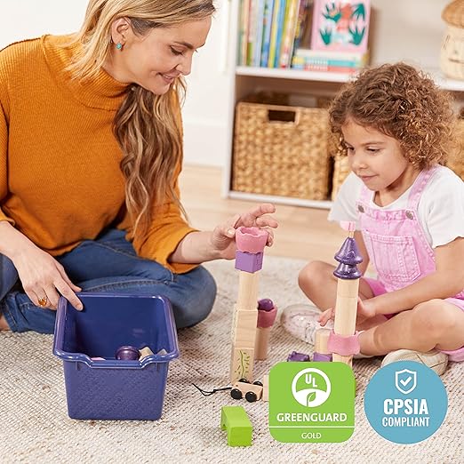 ECR4Kids Scoop Front Storage Bins Multipurpose Organization Navy 10-Piece