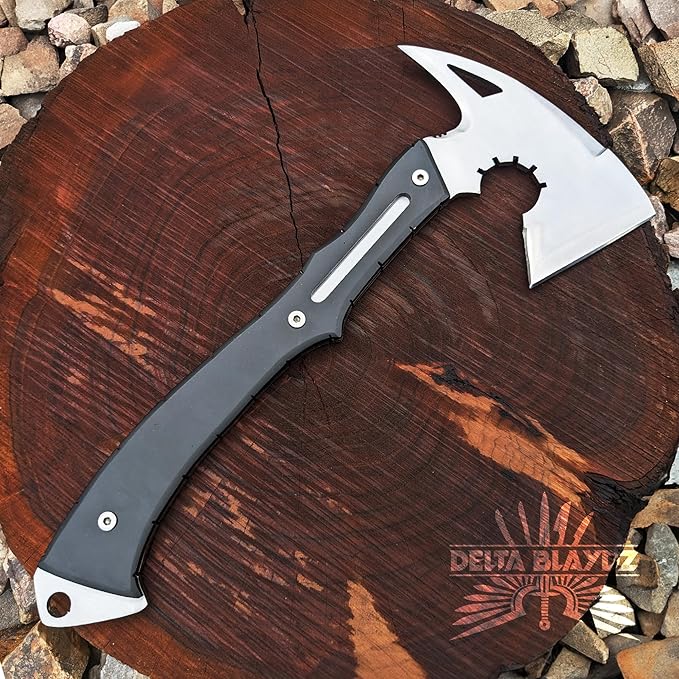Handmade Resident Evil Requiem Leon's Hatchet with Leather Sheath | RE9 Full Tang Stainless Steel Axe - Leon Kennedy Axe Replica
