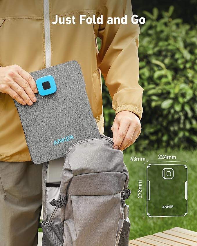 Anker Solix PS30 Solar Panel 30W Foldable Portable Solar Charger IP65 Water and Dust Resistance Ultra-Fast Charging Charges 2 Devices at Once for Camping Hiking and Outdoor Activities.