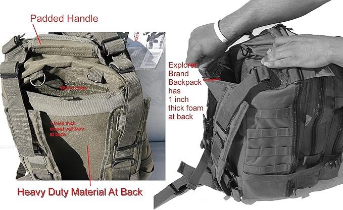 Explorer B3-PinkExplorer Tactical 72 Hours Combat Rucksack 17 Inch Backpack-Black with Pick Stripes Black with Pink Strips 17 X 9 X 11