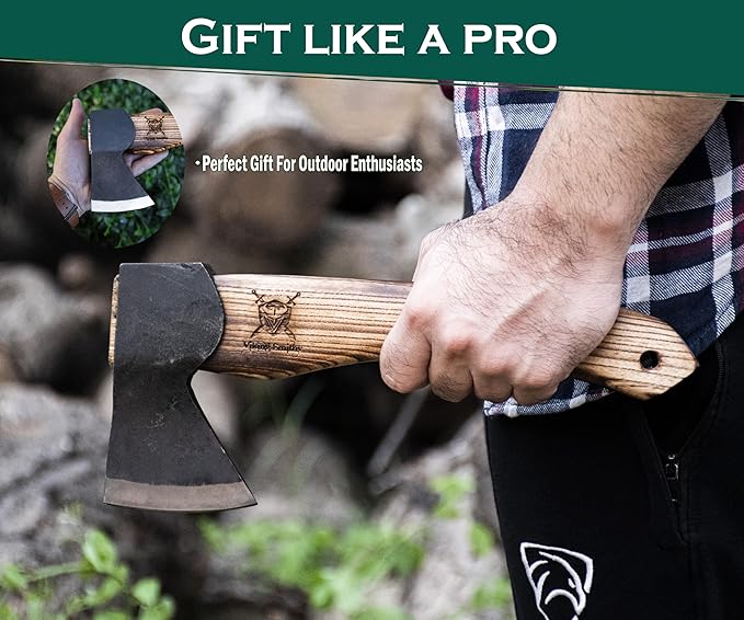 VikingSmithy Axes and Hatchets with Sheath - Wood Splitting Axe and Chopping Hatchet for Camping Survival and Gardening - Premium Bushcraft Axe