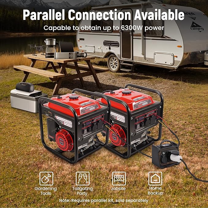 maXpeedingrods 4800 Watt Portable Inverter Generator Gas Powered Open Frame Generator with ECO Mode Lightweight for Outdoor Camping Home Backup Garden