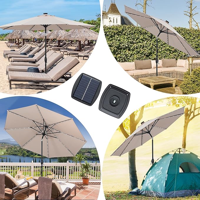 Outdoor Basic 1.2W Solar Panel for Patio Umbrella with 4-Pin Connector - Waterproof Replacement Charging Kit Solar Power Accessory for Outdoor Umbrellas (1)