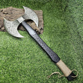 Poshland AX-7001 Custom Gift Forged Carbon Steel Viking Axe with Rose Wood Shaft Double Edge Axe