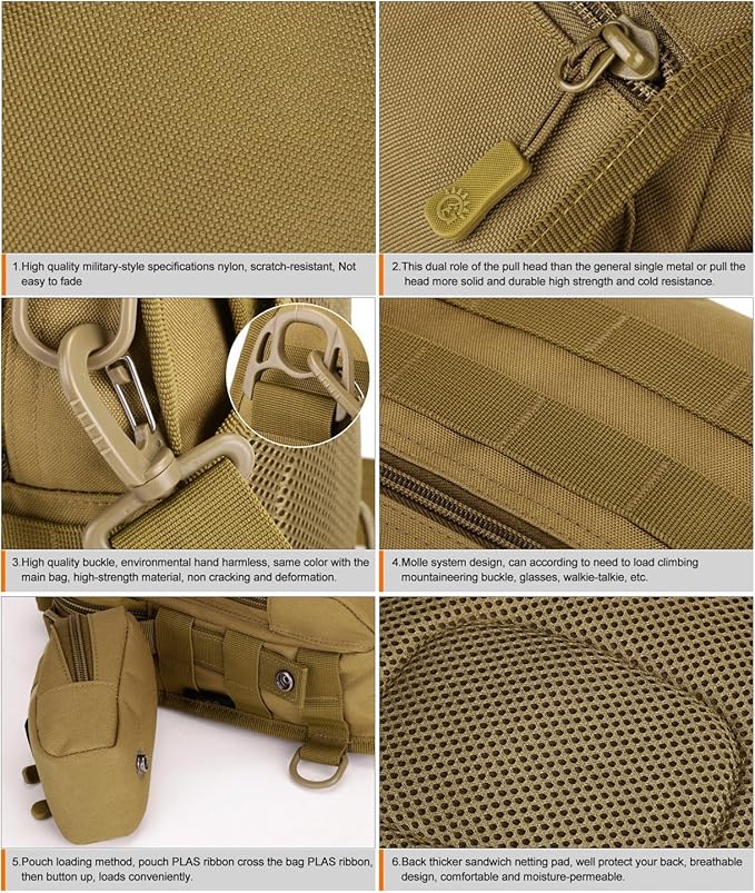Protector Plus UNISTRENGH Tactical Sling Chest Pack Large MOLLE Crossbody Shoulder Bags Gear Duty Daypack