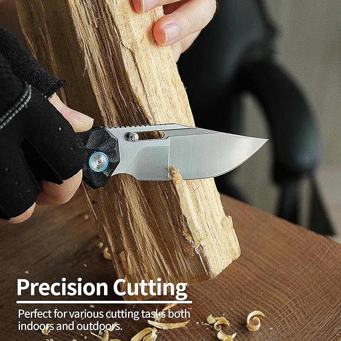 ALBATROSS Classic EDC Gift Satin Blade Ultra-Light Knife 2oz D2 Steel G10 Handle Liner Lock Thumb Hole Ergonomic Gift Box for Valentine‘s Day Birthday