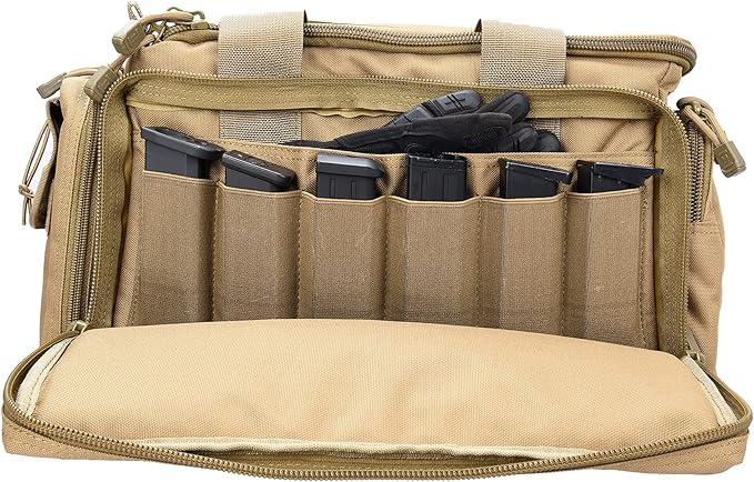 Lancer Tactical Weather Resistant Shooting Range Bag w/Shoulder Strap Color Khaki