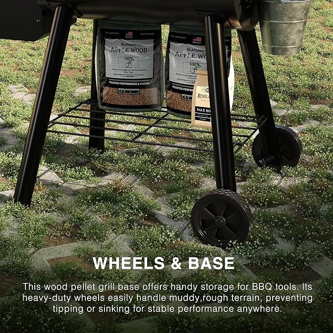 Wood Pellet Grill 440 SQ. IN Cook Area Pellet Smoker Grill 12LBS Hopper Pellets Grill 500℉ Max Temperature&ampAuto Feed 8 in 1 BBQ Grill Outdoor with Side Table Grease Bucket