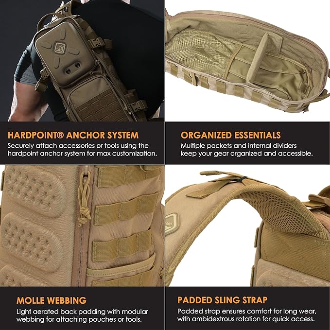 HAZARD 4 Plan B - Go-Bag Sling Pack With Molle Cross Body EDC Bag Travel Hiking Outdoor Activity (11.8 L) (Coyote Plan-B '17)