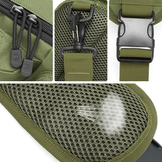 G4Free Tactical Sling Bag for Men Women EDC Concealed Carry Bag with Molle Crossbody Shoulder Pack (Green)