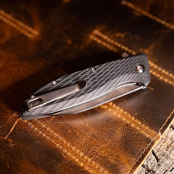 OUTDOOR EDGE Brutus 3.25 Folding Pocket Knife - Includes Sheepsfoot Blade Glass filled Nylon Handle with Lock Operation Ambidextrous Opening Mechanism for Men Camping Fishing &amp Hunting
