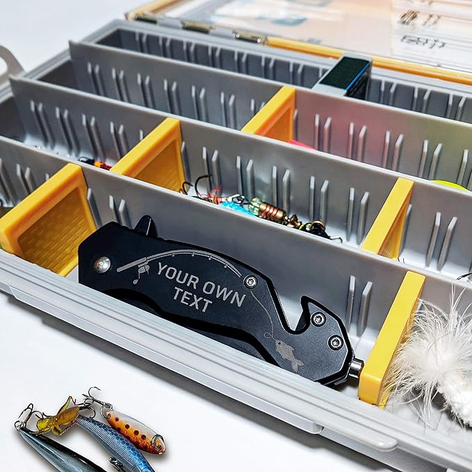 Personalized Fishing Gifts for Men Husband Friend Dad Grandpa Brother Coworker - Custom Engraved Pocket Knife for Fisherman - Gift Idea for Fishers for Christmas Father's Day (Customize it!)