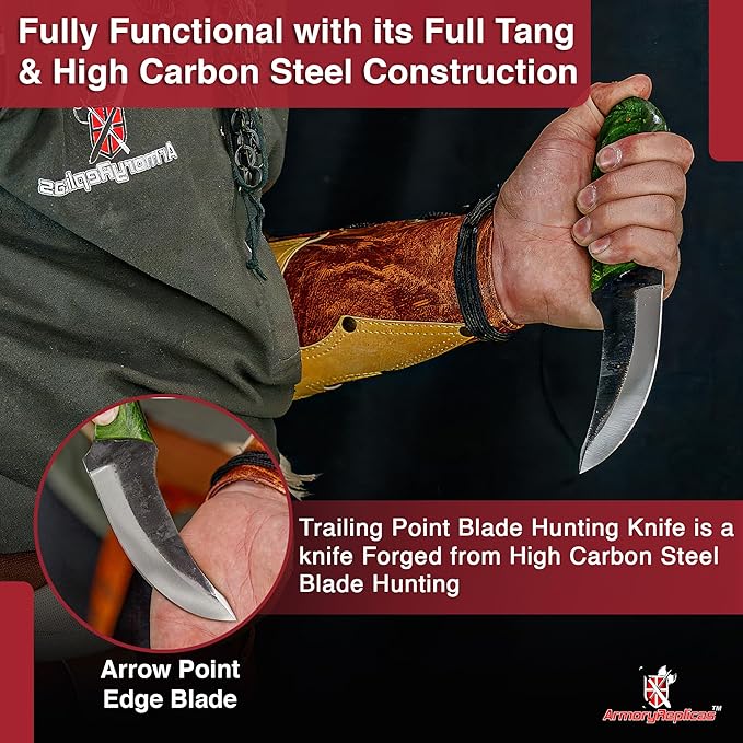 Armory Replicas™ Full Tang Outdoor Camping Knife – High Carbon Steel Trailing Point Blade for Hunting – Durable Versatile and Reliable Tool for Outdoor Adventures