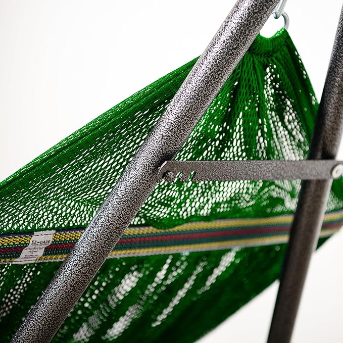 Best Home Fashion Hammock for 2 Persons with Collapsible Steel Stand 600 lbs Capacity- Portable Carrying Case Adjustable Perfect for Camping Beach Patio EZ Daze Foldable Hammock with Stand- Green