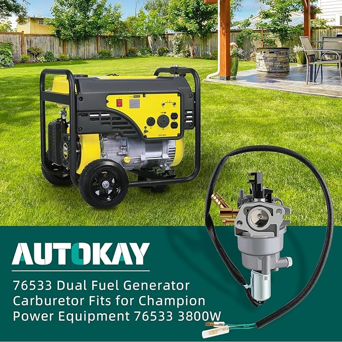 AUTOKAY 76533 Dual Fuel Generator Carburetor Fits for Champion Power Equipment 76533 3800W 3500W 4750 Watt 100307 100397 100401 100456 100479 100524 100628 100629 Portable Generator