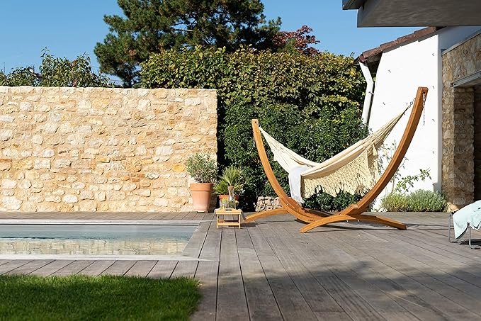 LA SIESTA® Elipso Nature Wood Hammock Stand for Indoor and Outdoor FSC-Certified Larch Wood Stand Wooden Hammock Stand only for Double Hammocks Heavy Duty Hammock Stand Hammock Frame - Double Size