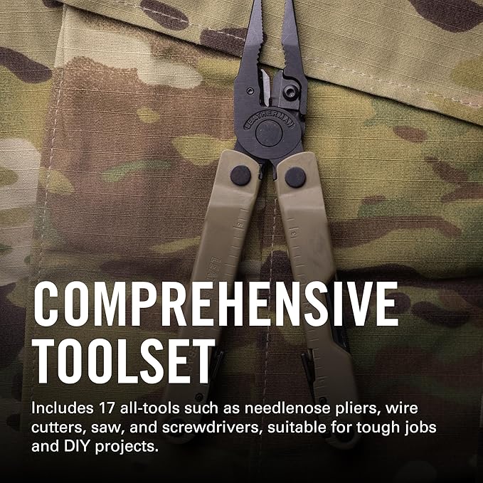 LEATHERMAN Rebar Multitool with Premium Replaceable Wire Cutters and Saw Coyote Tan